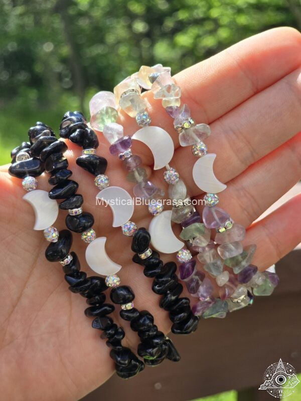 shell crescent chip bead bracelets