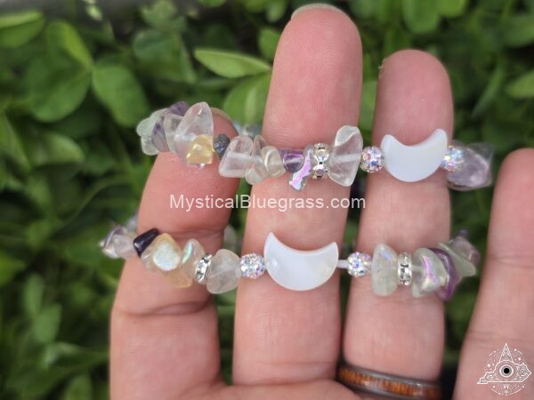 shell crescent chip bead bracelets