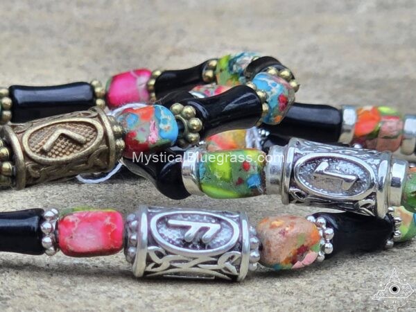 Imperial Jasper and Onyx Barrel Bead