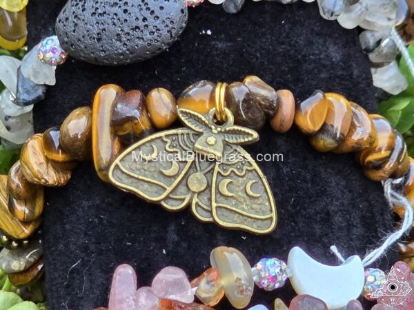 luna moth gemstone bracelet