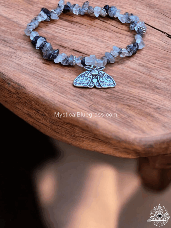luna moth gemstone bracelet