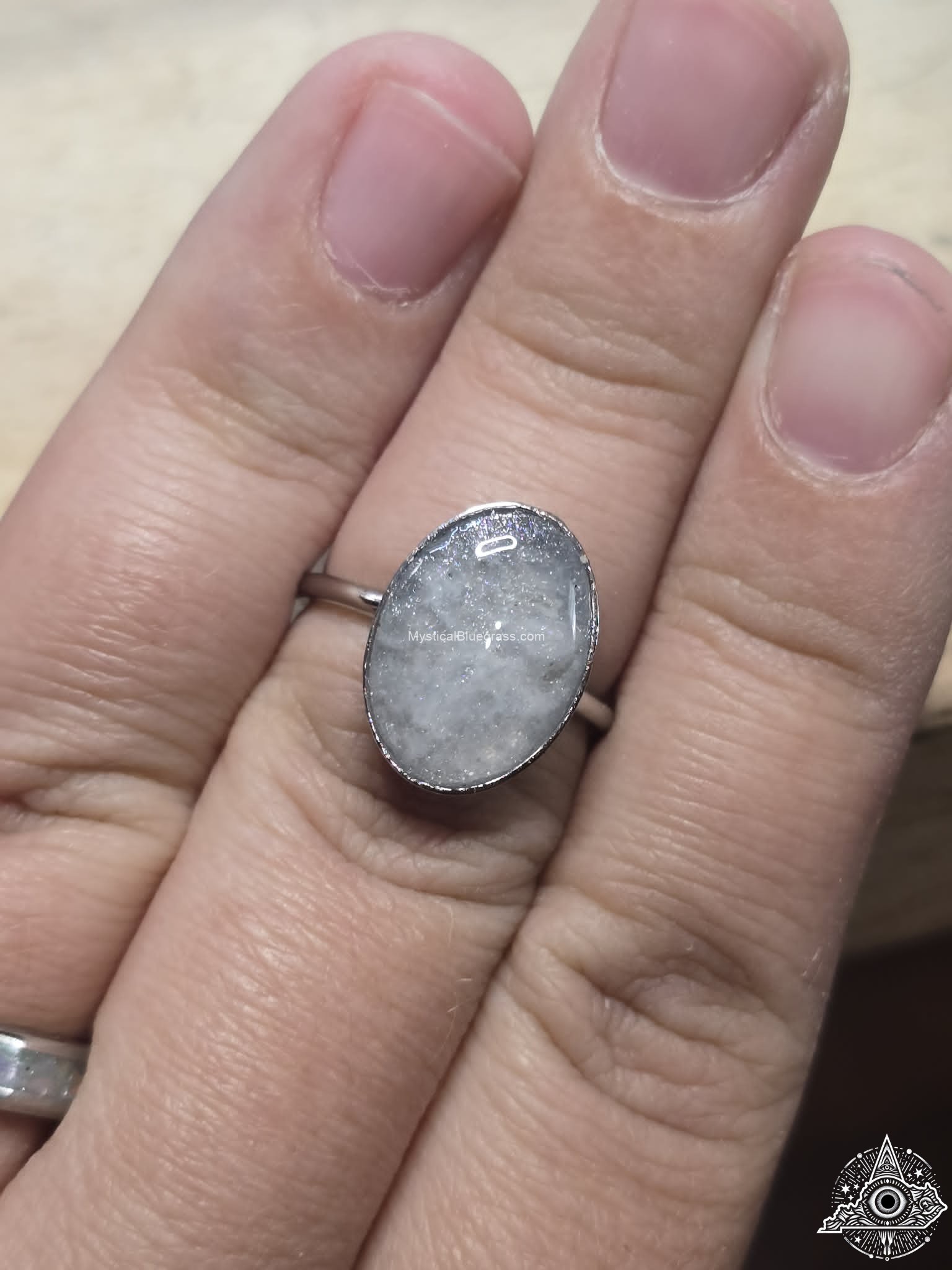 Crushed gemstone ring