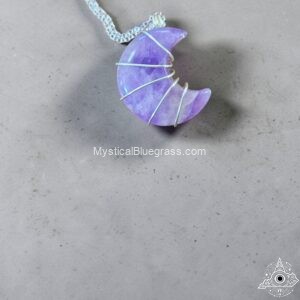 Handmade Wire Wrapped Crescent Moon Crystal Necklace
